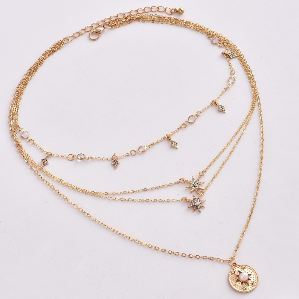 Boho Festival Gold Necklace Chain Layered - Picture 7 of 7